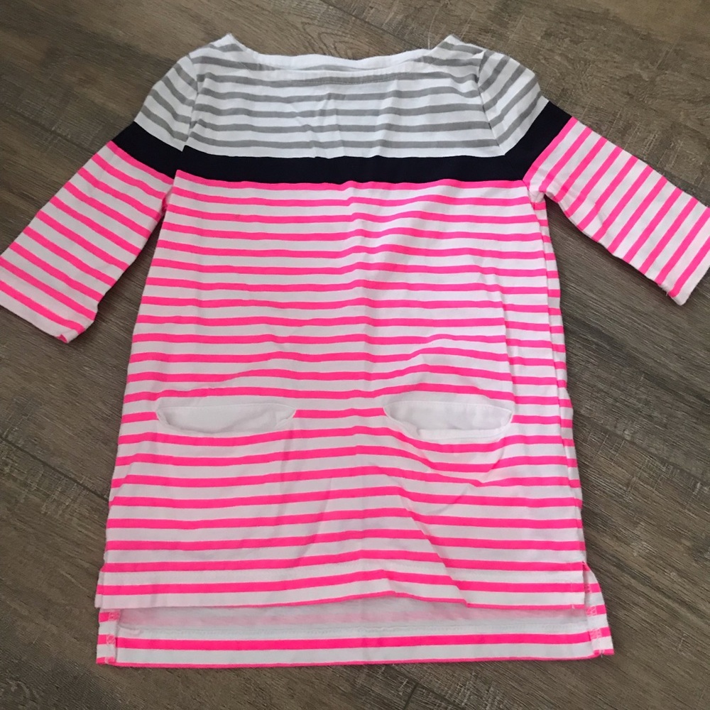 ✮FREE✮ Adorable Striped Hot Pink Black White Pocket Dress Tunic Osh Kosh